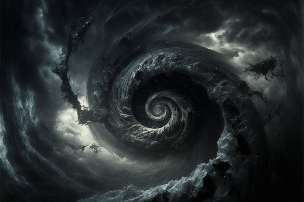 Disconcerting black swirl of clouds